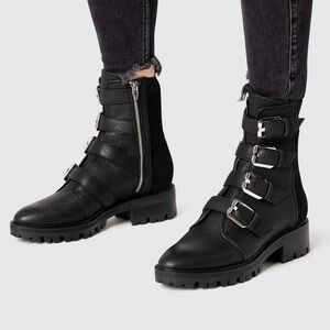 Dolce Vita Gaven Buckled black zip up combat moto booties - size 9.5